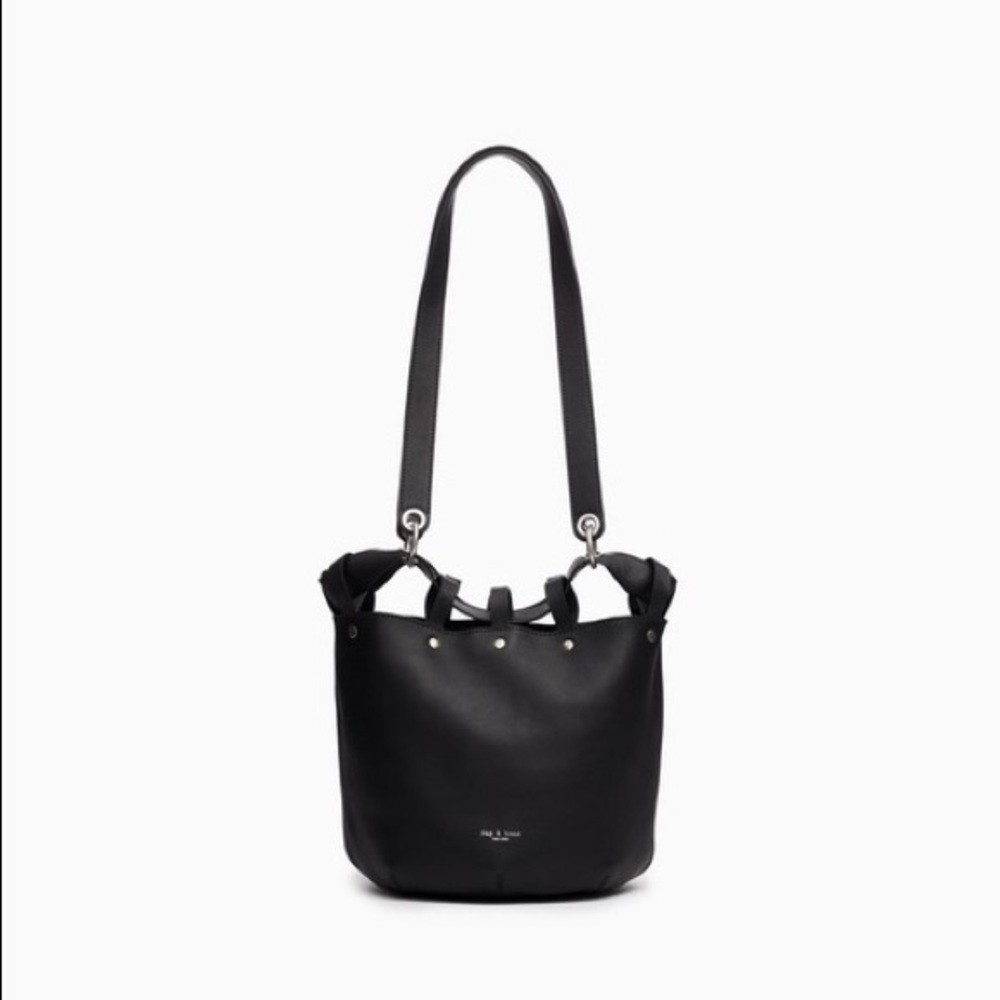 Rag and Bone Alley Bucket Bag Black Leather New $495